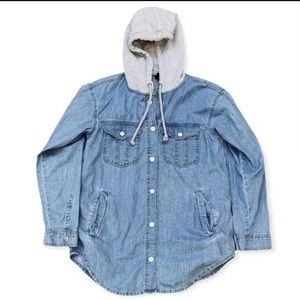 Divided H&M Divided Chambray Oversized Hooded Jean Jacket